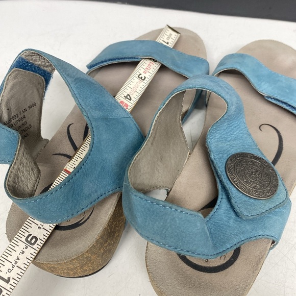 Abeo Una Blue Leather Wedge Sandal Shoes Size 7.5 - Picture 13 of 17